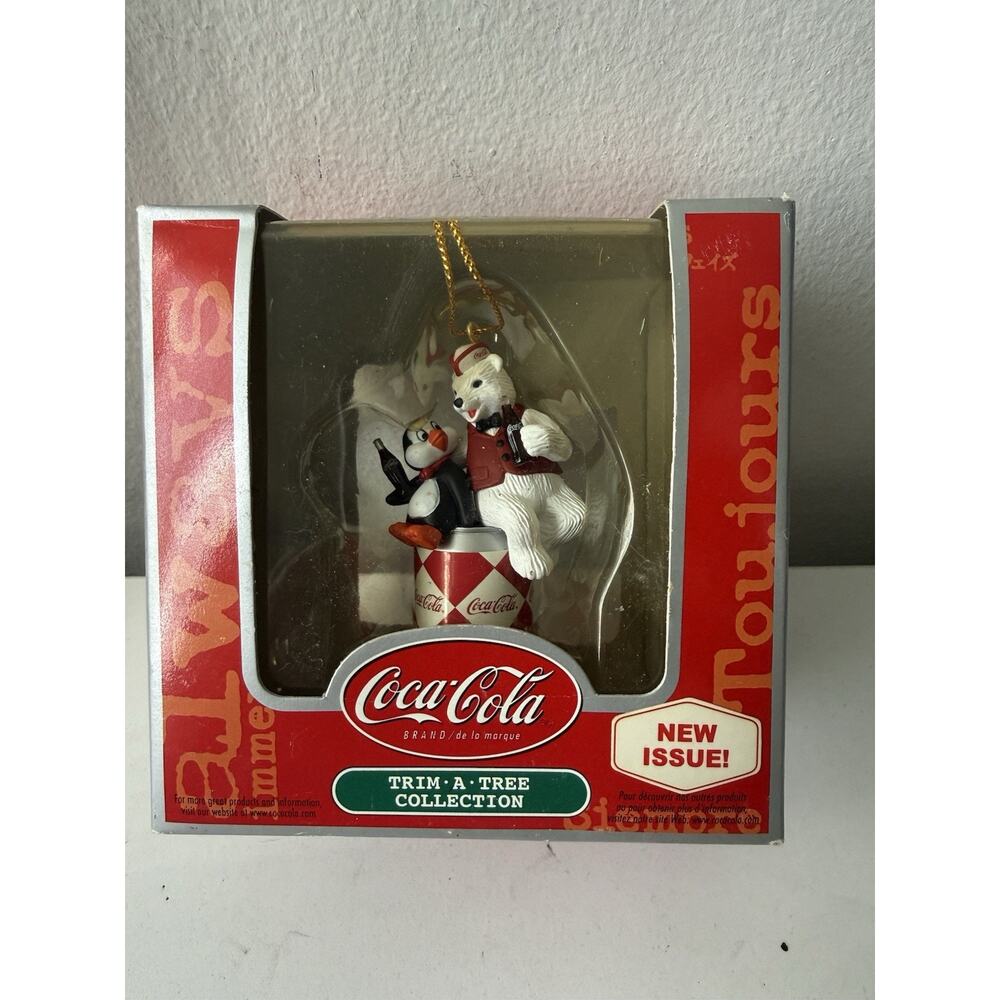 Vintage Coca-Cola Polar Bear Penguin Trim-A-Tree Ornament w/ Box
